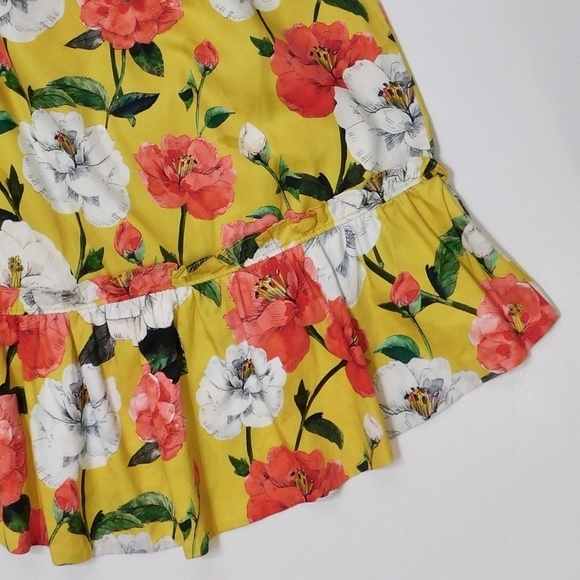 PARKER Coraline Skirt Yellow Floral Ruffles Lemon Wildflower Poplin Size 6 - Picture 10 of 16